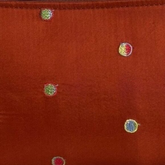 Unbranded Women's Copper Brown Embroidered Cosmetics Bag Sz M - Picture 6 of 9